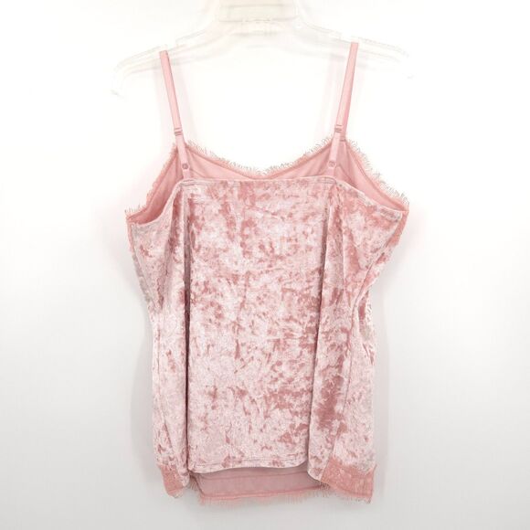No Boundries Y2K cruched velvet lace trim tank top Size L pink stretch - Picture 8 of 8